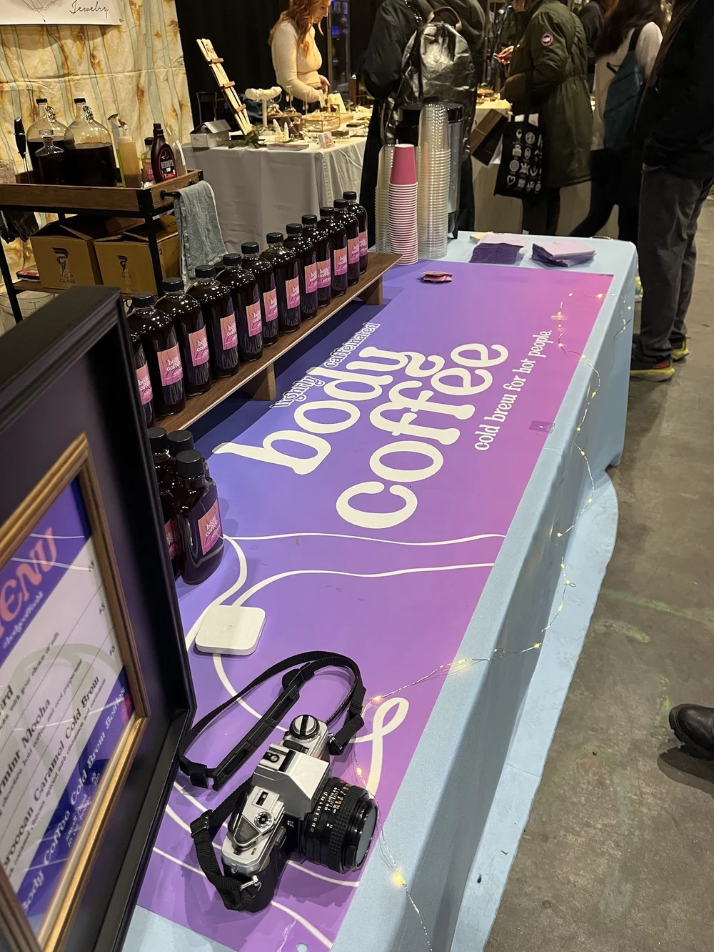 Body Coffee market table setup at Wallabout Wonderland